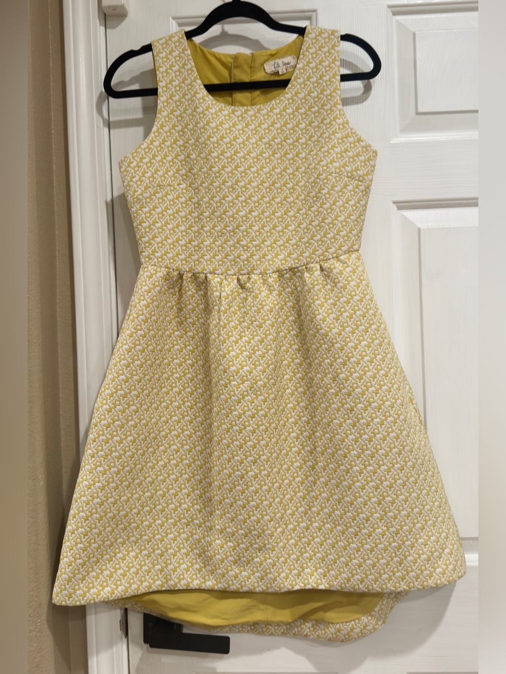 Sleeveless Yellow Textured Fit-and-Flare Formal Dress